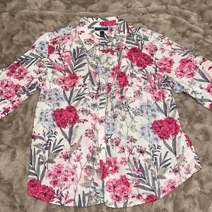 Karen Scott Floral Button Down Top
